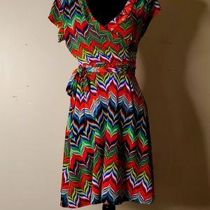 Y2K SNAP psychedelic multi colored crossover front casual Hippie dress